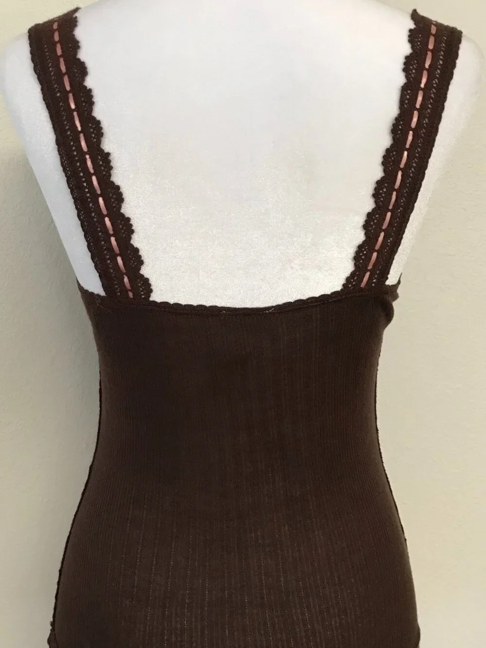 Free People Intimately Only You Lace Rib Tank French Roast Brown S Boho - Picture 6 of 10